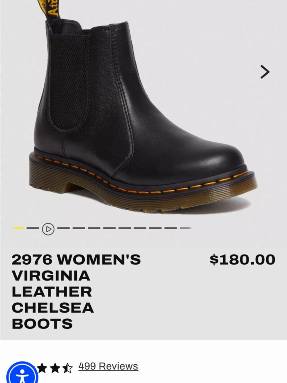 Dr. Martens Black Leather Chelsea Boots with Yellow Stitching - - Picture 7 of 8